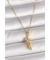 316L Çelik Gold Renk Zincir Sarılma Model Kadın Kolye