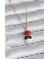 316L Çelik Gold Renk Zincir Zirkon Taşlı Yılbaşı Temalı Noel Baba Figür Kadın Kolye