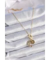 316L Çelik Gold Renk Zirkon Taşlı Ay Yıldız  Model Charm Model Kadın Kolye