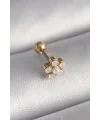 316L Çelik Gold Renk Zirkon Taşlı Çiçek Model Tragus Piercing