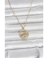 316L Çelik Gold Renk Zirkon Taşlı Göz Model Kadın Kolye