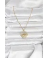 316L Çelik Gold Renk Zirkon Taşlı Göz Model Kadın Kolye