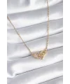 316L Çelik Gold Renk Zirkon Taşlı Model Kadın Kolye