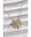 316L Çelik Gold Renk Zirkon Taşlı Vintage Model Kadın Kolye