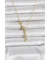 316L Çelik Gold Renk Zirkon Taşlı Y Kadın Kolye