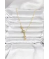 316L Çelik Gold Renk Zirkon Taşlı Y Kadın Kolye
