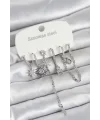 316L Çelik Gümüş Renk 6lı Set Charmlı Kadın Küpe