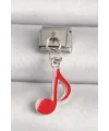 316L Çelik Gümüş Renk Kırmızı Müzik Nota Model Nomination Charm