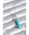 316L Çelik Gümüş Renk Mavi Taşlı Model Kadın Kolye