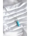 316L Çelik Gümüş Renk Mavi Taşlı Model Kadın Kolye