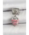 316L Çelik Gümüş Renk Pembe Kalp Model Nomination Charm