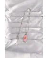 316L Çelik Gümüş Renk Pembe Mineli Güneş Model Tarot Kolye