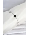 316L Çelik Gümüş Renk Siyah Beyaz Baby Yonca Model Kadın Bileklik