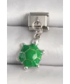 316L Çelik Gümüş Renk Yeşil Kaplumbağa Model Nomination Charm