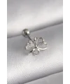 316L Çelik Gümüş Renk Zirkon Taş Detay Kurdele Model Tragus Piercing
