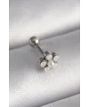 316L Çelik Gümüş Renk Zirkon Taşlı Çiçek Model Tragus Piercing