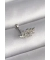 316L Çelik Gümüş Renk Zirkon Taşlı Dal Tragus Piercing