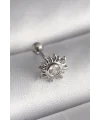316L Çelik Gümüş Renk Zirkon Taşlı Güneş Tragus Piercing