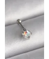 316L Çelik Gümüş Renk Zirkon Taşlı Kalp Tragus Piercing