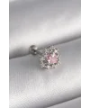 316L Çelik Gümüş Renk Zirkon Taşlı Kalp Tragus Piercing