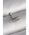 316L Çelik Gümüş Renk Zirkon Taşlı Kanat Tragus Piercing