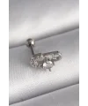 316L Çelik Gümüş Renk Zirkon Taşlı Toplu İğne Tragus Piercing