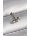 316L Çelik Gümüş Renk Zirkon Taşlı Tragus Piercing