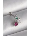 316L Çelik Gümüş Renk Zirkon Taşlı Tragus Piercing