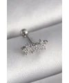 316L Çelik Gümüş Renk Zirkon Taşlı Yonca Tragus Piercing