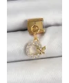 316L Çelik Sallantılı Zirkon Taşlı Kelebek Detaylı Halka Model Gold Renk Nomination Charm
