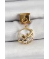 316L Çelik Sallantılı Zirkon Taşlı Satürn Model Gold Renk Nomination Charm