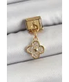 316L Çelik Sallantılı Zirkon Taşlı Yonca Model Gold Renk Nomination Charm