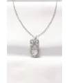 316L Çelik Silver Renk Zirkon Taşlı Kalpli Fiyonk Kolye