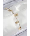 316L Çelik Sıralı Yıldız Model Gold Renk Kadın Bileklik