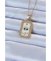 316L Çelik Zincir Altın Renk Mineli Zirkon Taşlı Göz Figür Tarot Kolye