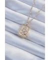 316L Çelik Zincir Altın Renk Zirkon Taşlı Aslan Figürlü Tarot Kolye