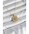 316L Çelik Zincir Gold Aslan Madalyon Model Zirkon Taşlı Kadın Kolye
