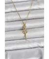316L Çelik Zincir Gold Renk Kılıç Model Kadın Kolye