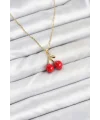 316L Çelik Zincir Gold Renk Kiraz Model Kadın Kolye