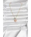 316L Çelik Zincir Gold Renk Pembe Lotus Model Kadın Kolye