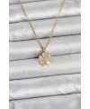 316L Çelik Zincir Gold Renk Yonca Model Kadın Kolye