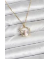 316L Çelik Zincir Gold Zirkon Taşlı Yılbaşı Temalı Kadın Kolye