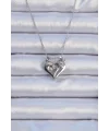 316L Çelik Zincir Gümüş Renk Zirkon Taşlı Mıknatıslı Kalp Kolye