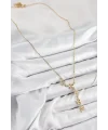 316L Çelik Zirkon Taşlı Çiçek Model Gold Renk Kadın Kolye