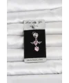 316L Cerrahi Çelik Pembe Zirkon Taşlı Kanat Model Göbek Piercing