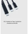 3’ü 1 Arada Hızlı Şarj Kablosu iOS Android Type-C Uyumlu ve Dayanıklı