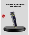 5 Başlıklı Şarjlı Tıraş Makinesi – Saç Sakal Burun ve Vücut İçin Çok Fonksiyonlu Bakım Seti