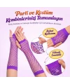 80’ler 90’lar Retro Mor File Parmaksız Eldiven 26 Cm