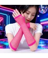 80’ler 90’lar Retro Neon Fuşya Şeker Pembesi File Parmaksız Eldiven 26 Cm