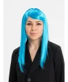 Açık Mavi Renk Uzun Düz Parti Peruğu
